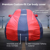 CARBINIC Car Body Cover for Maruti Brezza 2022 | Water Resistant, UV Protection Car Cover | Scratchproof Body Shield | Dustproof All-Weather Cover | Mirror Pocket & Antenna | Car Accessories, Blue Red